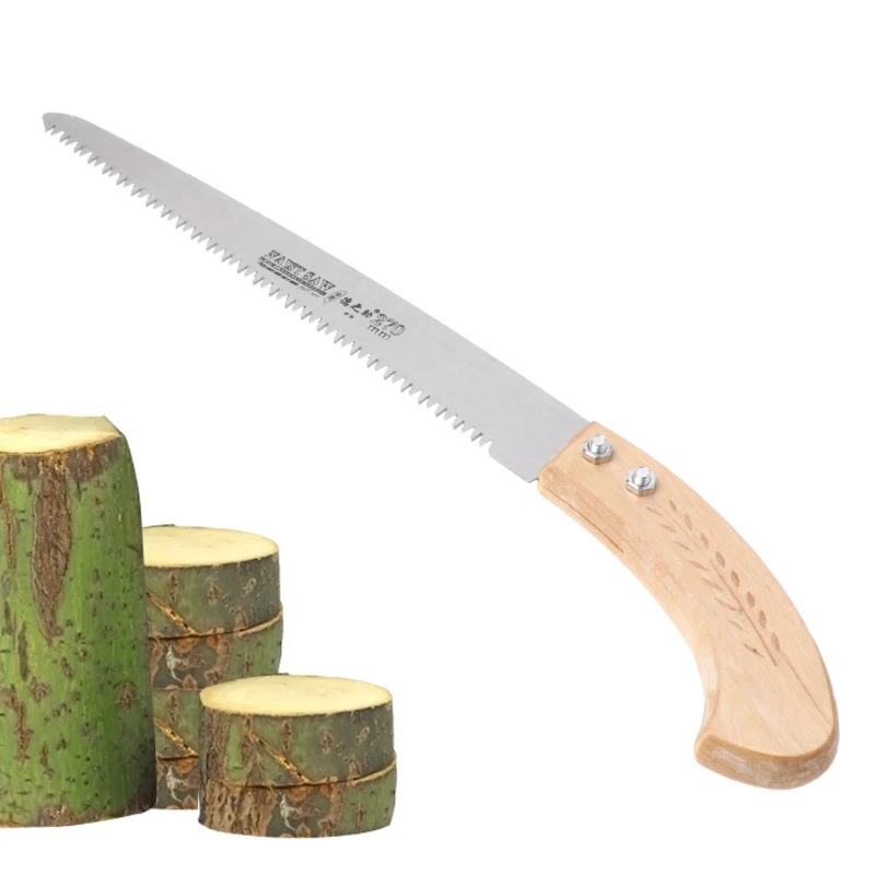 

270mm Pruning Saw 3 Cutting Edges 65 Mn Woodworking Garden Tool with Wood Handle 35ED