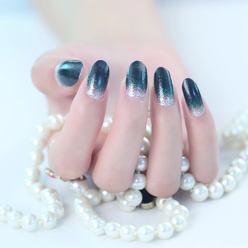 Набор стикеров для ногтей с градиентом блестящего порошка 14 видов наклейки