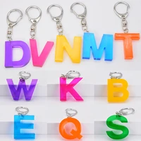 1pc new colorful english letters keychain alphabet key chain yellow green resin keyrings handbag hanging accessories for women