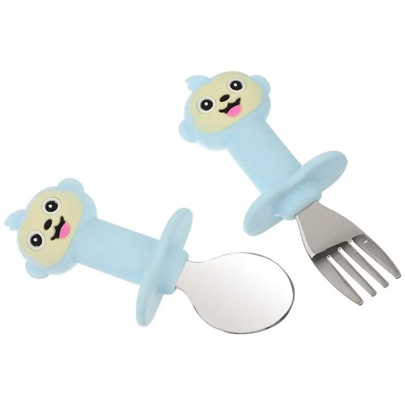 

1 Set 2pcs Toddler Spoon and Fork Baby Dinning Training Tableware Set for Kid