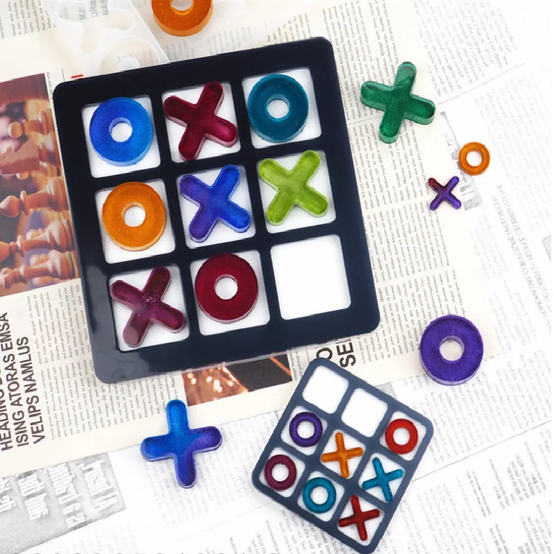 

LOVE'N LV163T Epoxy Resin art diy 2 size tic tac toe Silicone Mold set for kid Table Game