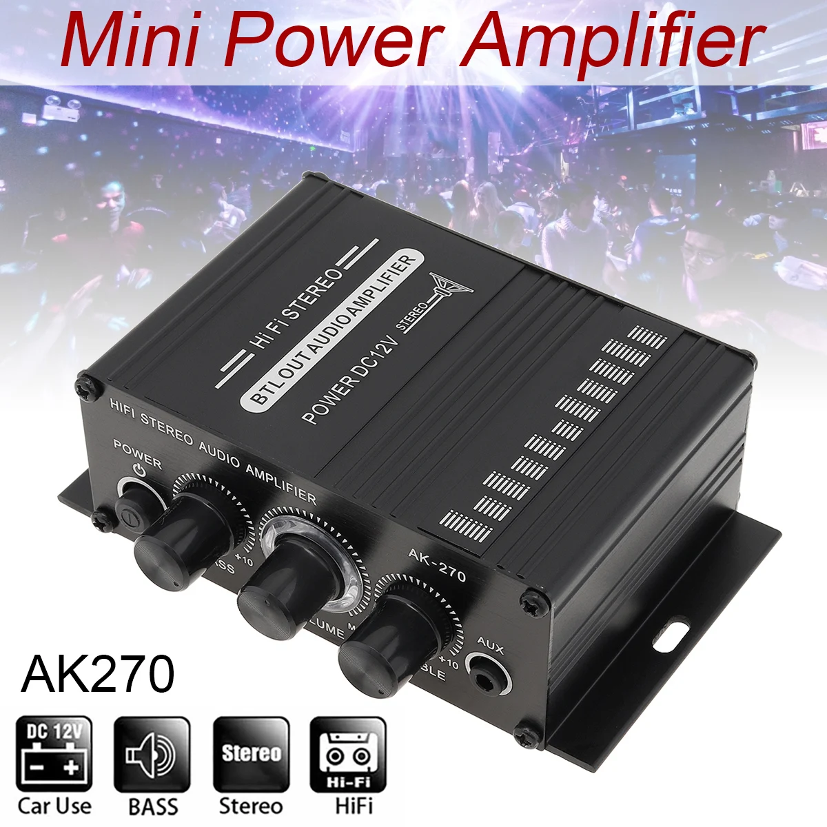 

AK270 Power Amplifier Audio Karaoke Home Theater Amplifier 2 Channel Class D Amplifier USB SD AUX Input for Car Motor