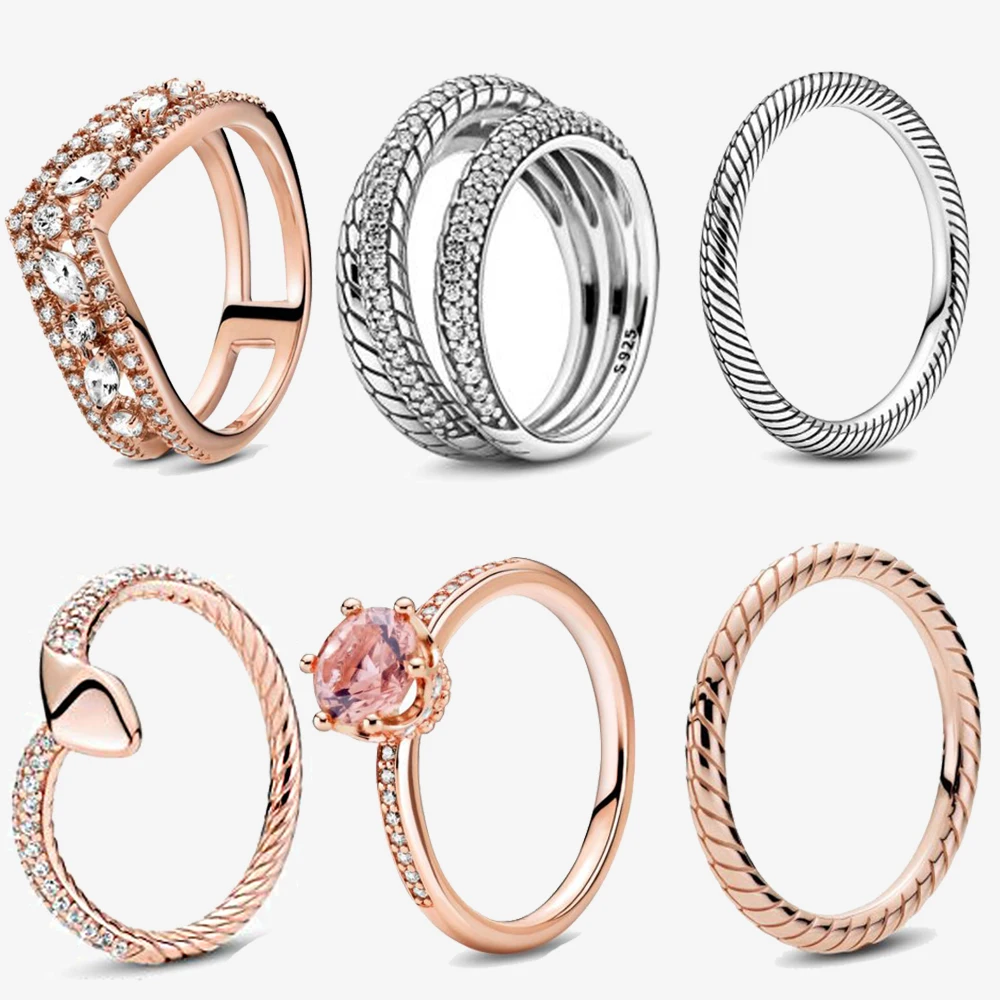 

2020 New 925 Sterling Silver Ring Pave Snake Chain Pattern Ring Crown Rings Women Engagement Anniversary Jewelry