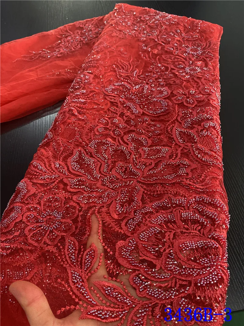 NIAI вышивка Африканский французский Тюль Кружева Ручной работы Бусины кружева