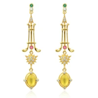 yellow prehnite earrings natural color gem earrings 4x6mm golden yellow prehnite long earrings womens earrings unusual earrings