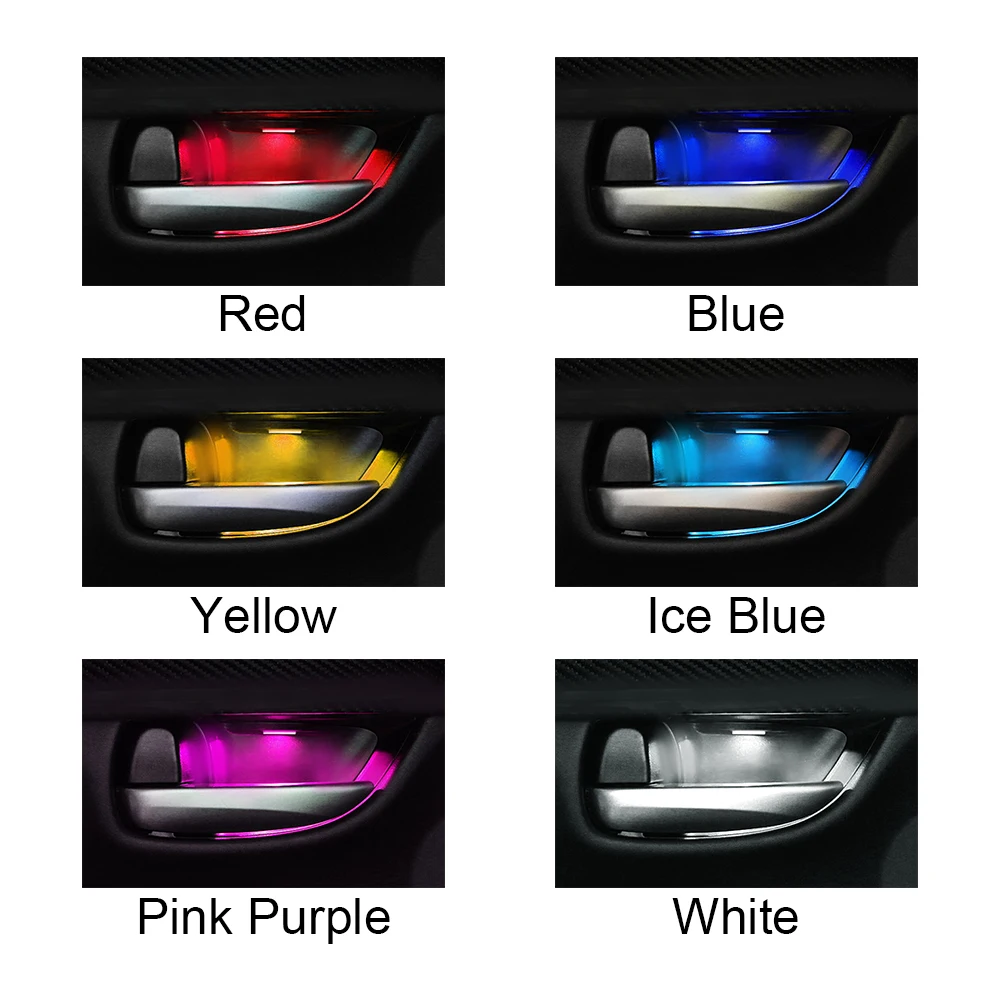 

12V Car RGB Ambient Light LED Mood Welcome Door Lamp Car Handle Decoration Lights Backlight Interior Decoration Auto Accessories