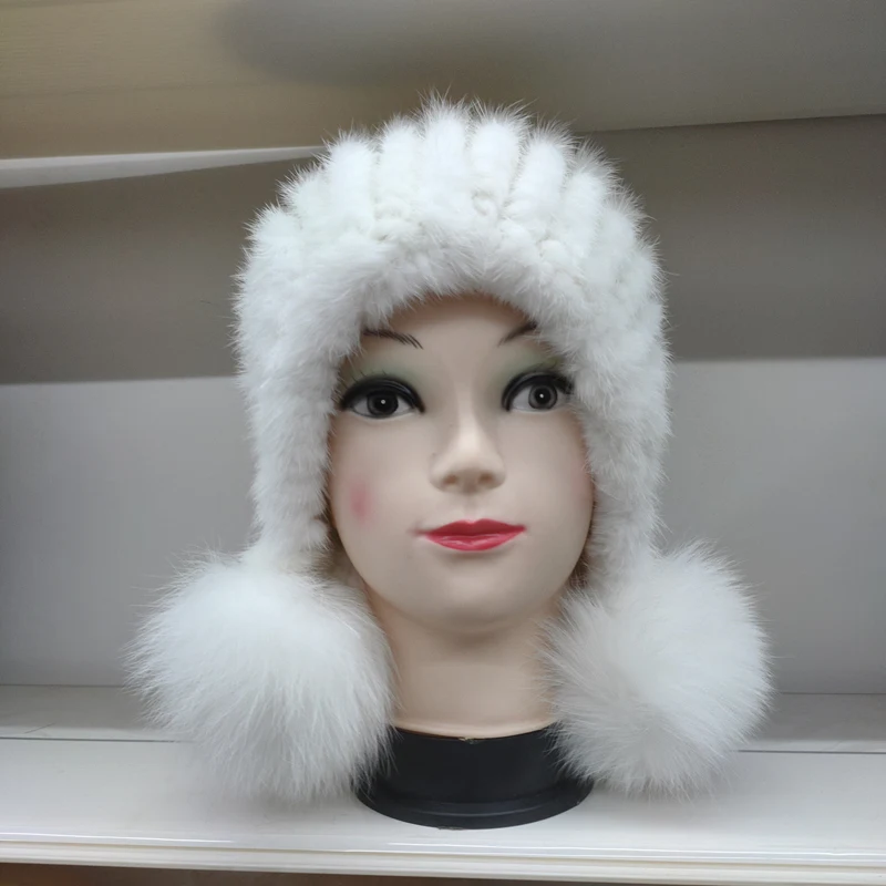 Настоящий натуральный piel de visón piel sombrero de invierno mujeres gorra elegante nuevo центеллы азиатской moda femenina oreja caliente