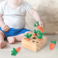 wooden toys baby montessori toy set pulling carrot shape matching size cognition baby sensory educational toys for children gift