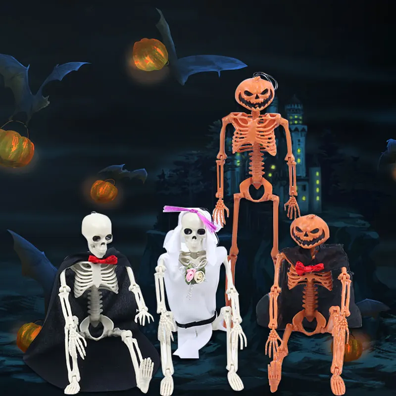 40 см Хэллоуин Забавный реалистичный пластиковый скелет со скелетом-тыквой