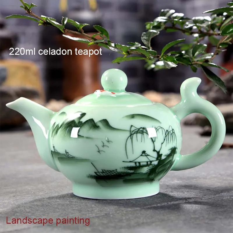 BORREY Ceramic Teapot Porcelain Cup Longquan Celadon Chinese Kung Fu Tea Set Hand Painted Puer Oolong Water Kettle - купить по