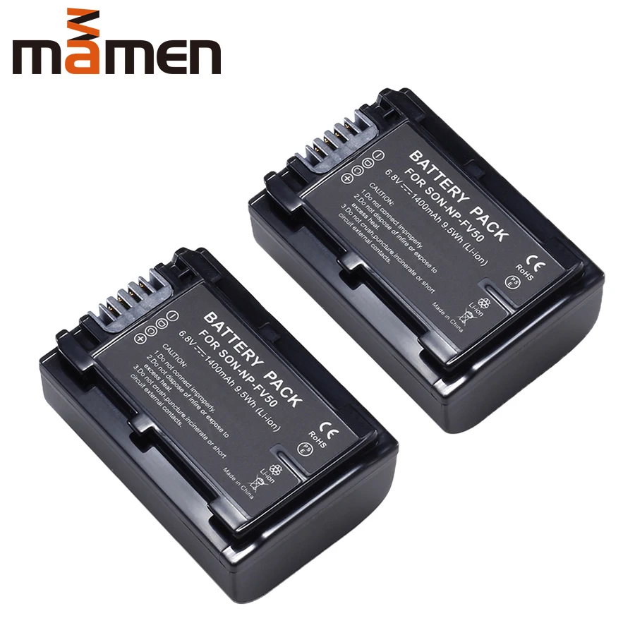 Mamen 2 шт. NP-FV50 NP FV50 NPFV50 цифровой Камера Батарея для sony CX390 290E PJ510 820E 790E 660E XR260 Перезаряжаемые батареи