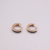 real pure 18k rose gold earrings black enamel strip circle hoop earrings men woman gift 1 5g