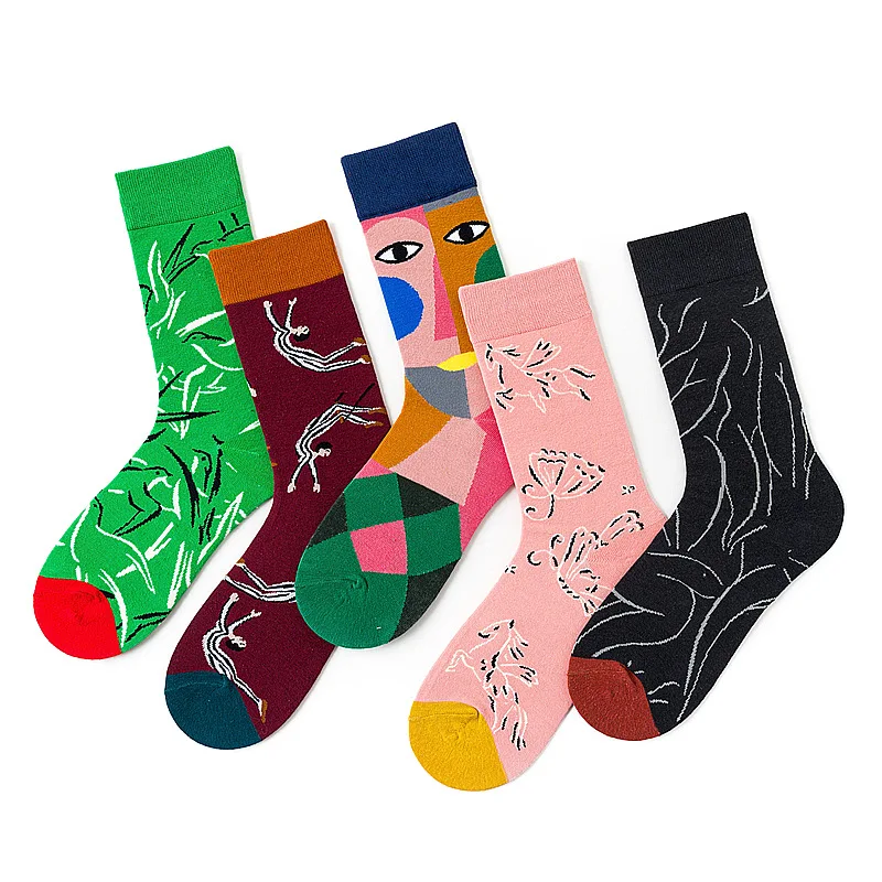 

New autumn and winter trendy socks Yin and Yang face Elephant socks Stitching couple street tube socks Cotton socks