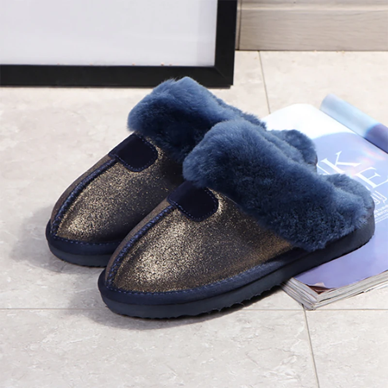 2021 дешевые Тапочки большого размера из натуральной кожи модные женские зимние