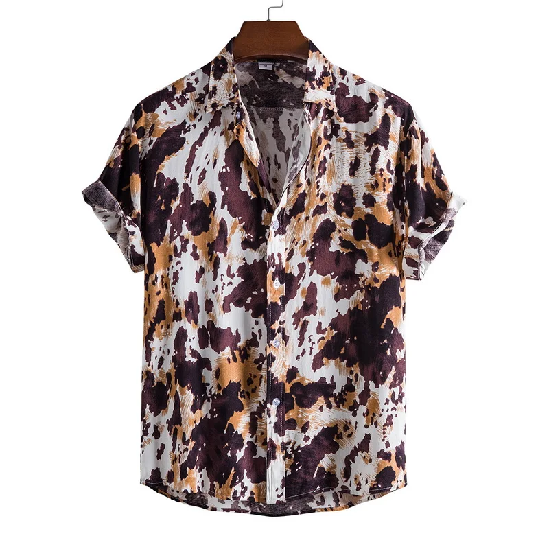 

Fashion Hot Sale Men Hawaiian Flower-print Short Sleeve Summer Beach Style Lapel Shirts Holiday Casual Comfortable clothes M-3XL