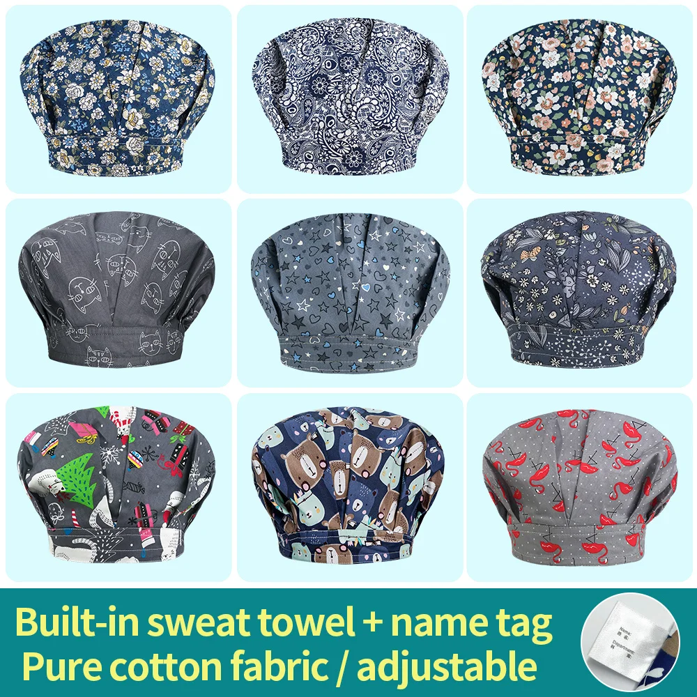 

Cartoon animal printing health service caps for long hair scrubs caps Multicolor Pet beauty working hats unisex Elastic hats new