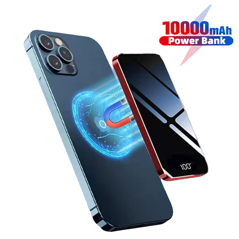 

Portable Magnetic Wireless Power Bank 10000mAh 15W Fast Charger For iPhone 12 13 Pro Max Mobile Phone External Auxiliary Battery