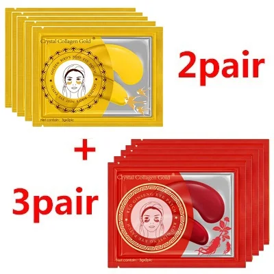 5pair 10 шт. = 5 пар, маска для глаз с кристаллами и коллагеном, золотые маски, патчи для глаз, темные круги, против старения, увлажняющие накладки для глаз, гелевые патчи для сна - Цвет: 5pair