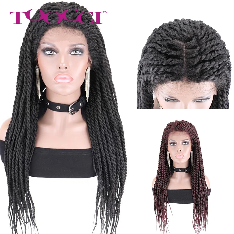 Lace Front Wig Synthetic Braiding Hair Braided Wigs Crochet Hair TOOCCI Braid 30 Inch Black Long Synthetic Wig For Black Women