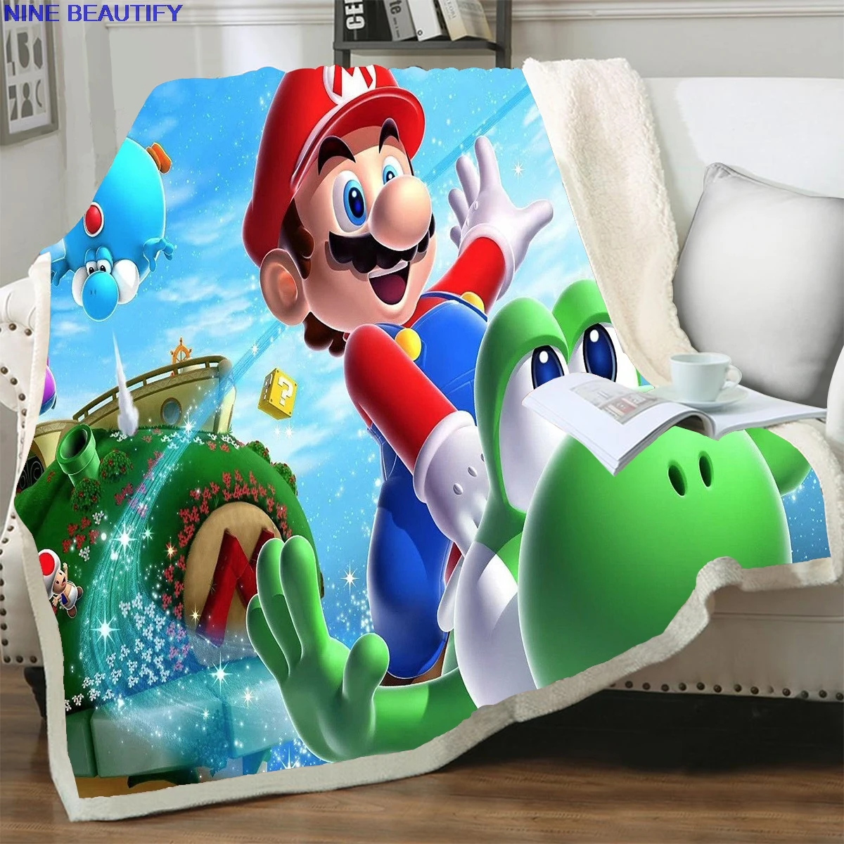 

Cartoon Pattern Super Mario Blankets For 3D Printed Sherpa Thicken Blanket on Bed Sofa Home Textiles Dreamlike Boys Baby Gift