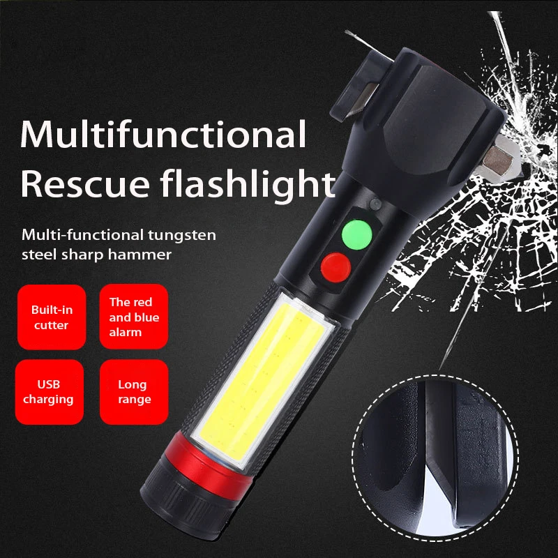 

LED Flashlight Bright Light Rescue Charging Super Bright Outdoor Multifunctional Special Forces All In One Portable Protection