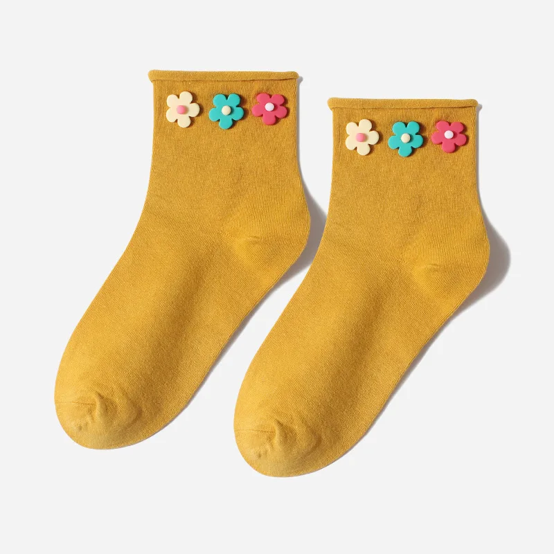 2019 новые женские Короткие хлопковые носки с милыми цветами нежные вязаные