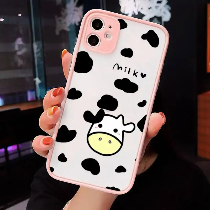 

Cow Milk Black White Phone Case Matte For iPhone 12 Mini 11 Pro XR XS Max 7 8 Plus X Hard PC Back Cover
