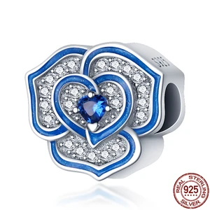 NEW 925 Sterling Silver Fashion Jewelry Zirconium Flower Shape Charm Original Pandora Bracelet&Bangle Birthday Gift For Women