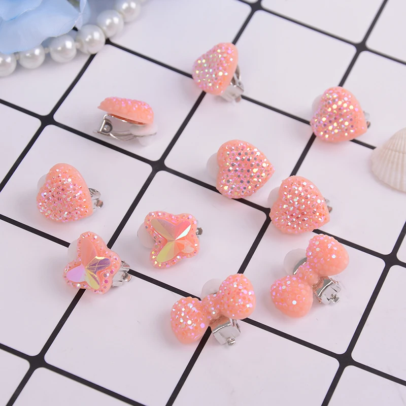1Pair Heart Bow Butterfly Ear Clip Style Earring Soft Invisible Hanging No Piercing For Children Kid | Украшения и аксессуары