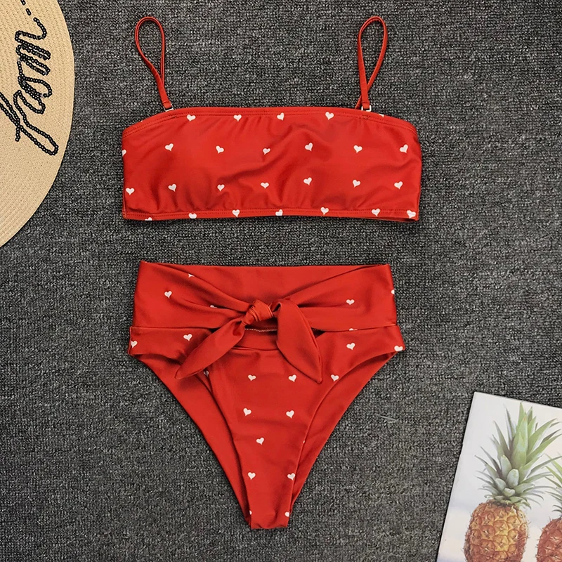 

Sexy Bandeau Bikini 2021 Bandeau Swimwear Women Swimsuit High Waist Bikinis Set Swimming for Women Bathing Suit maillot de bain
