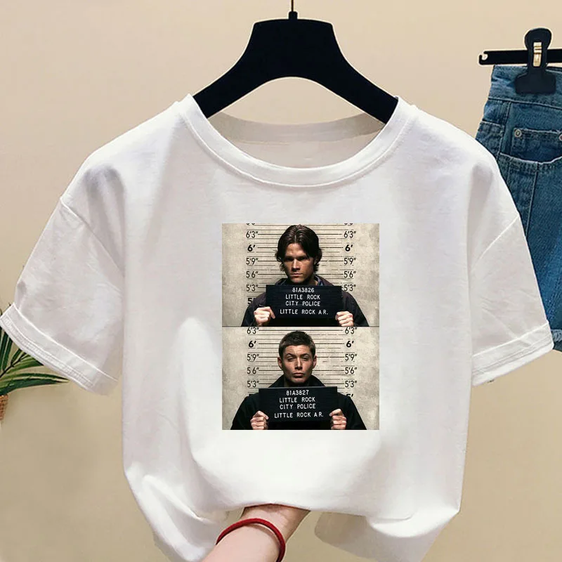 

Supernatural Winchester Bros Printed Tshirt Woman Summer Short Sleeved T-shirt Harajuku Casual T Shirt Female Clothes Tops Tees