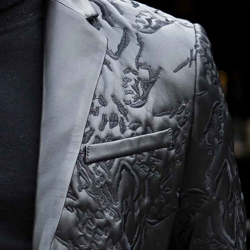 Роскошная мужская деловая куртка из натуральной овечьей кожи приталенный