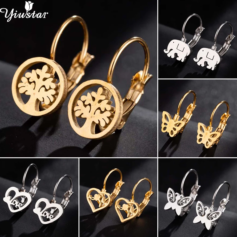 Yiustar тонкой Нержавеющая сталь жизнь гвоздики дерево серьги Для женщин Винтаж