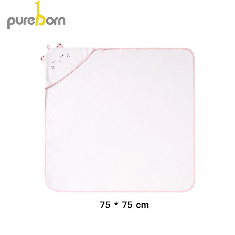 Pink Детское полотенце унисекс Pureborn с капюшоном и рисунком животных из мультфильма, детское банное полотенце, махровое хлопковое детское полотенце для мальчиков и девочек - Цвет: Pink