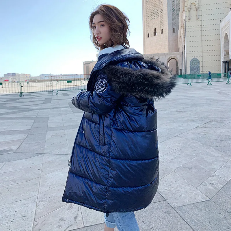 Женский длинный пуховик с мехом и капюшоном на зиму|Женские парки| |