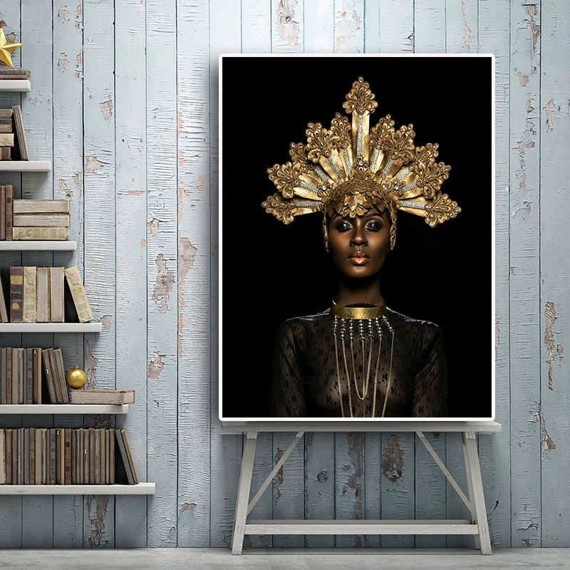 

Pictures Modern Home Decoration African Woman Indian Black Gold Wall Art Modern Canvas Prints Noridc Painting For Bedroom Poster