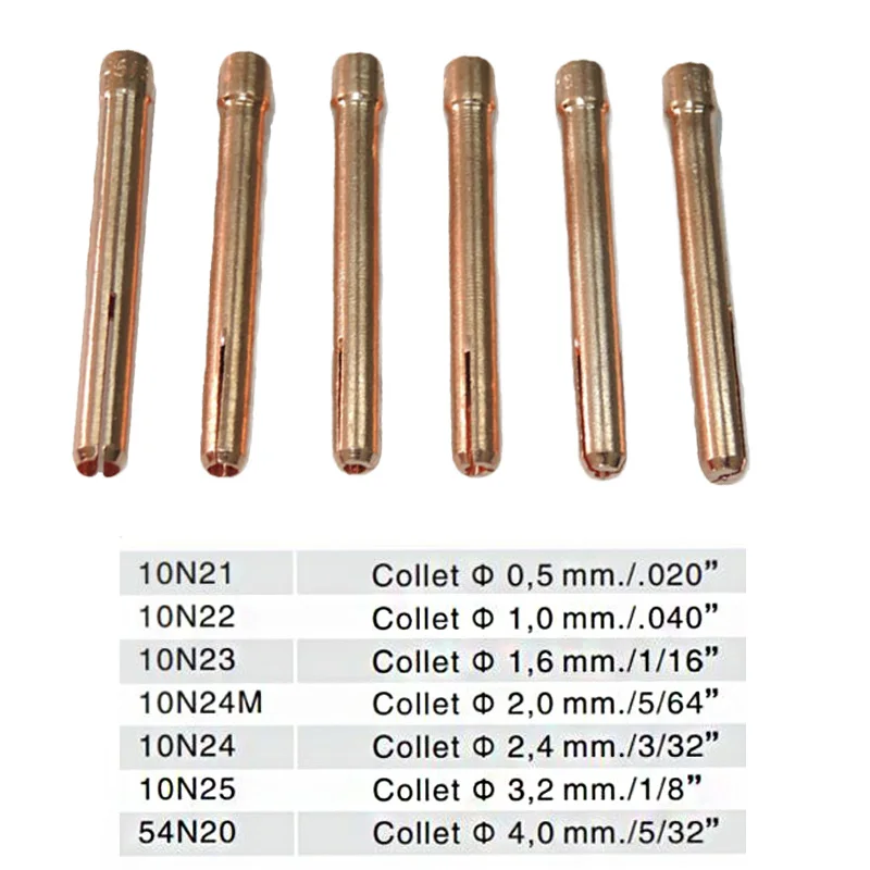 6 шт цанги горелка для сварки вольфрамовым электродом WP-17 WP-18 WP-26 Jasic ndt Chiry