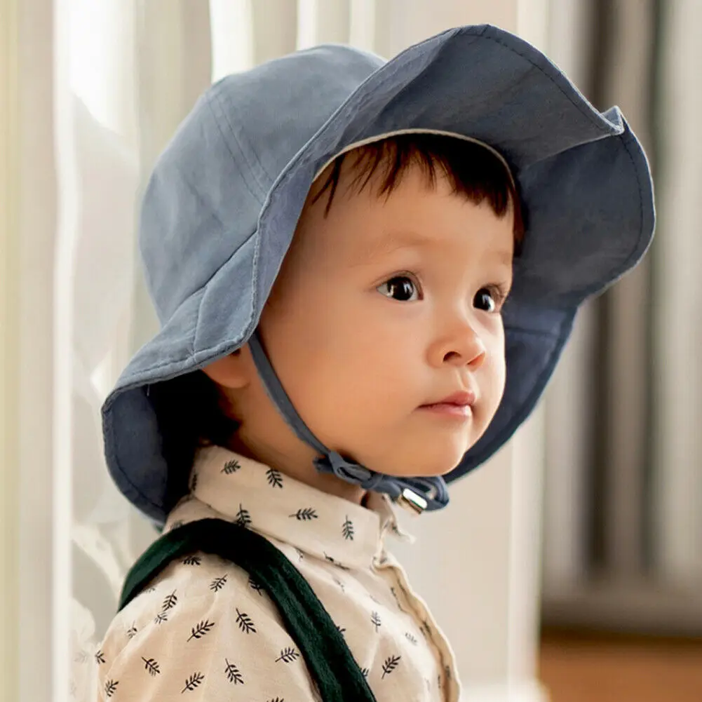 Милые детские Панамы Детские однотонные желтые хаки шапки для рыбака девочек