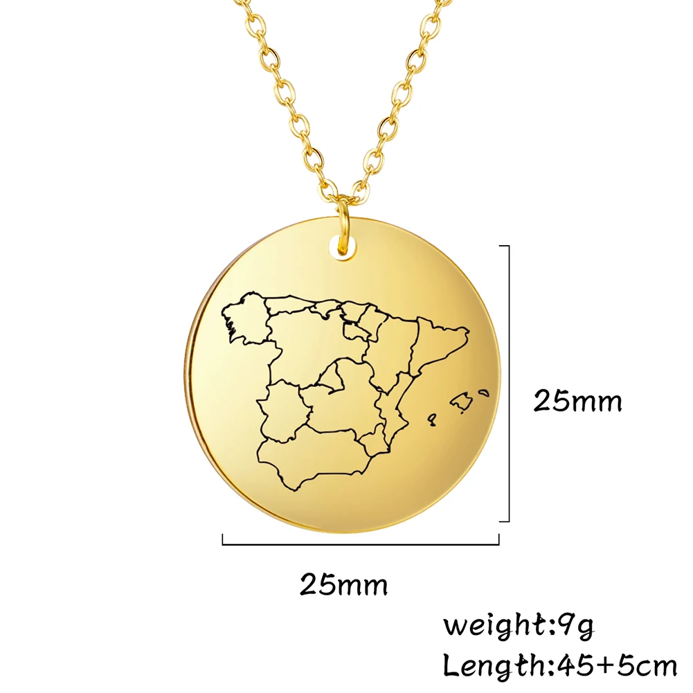 Fishhook Испания карта ожерелье розовое золото цвет нержавеющая сталь для испанских