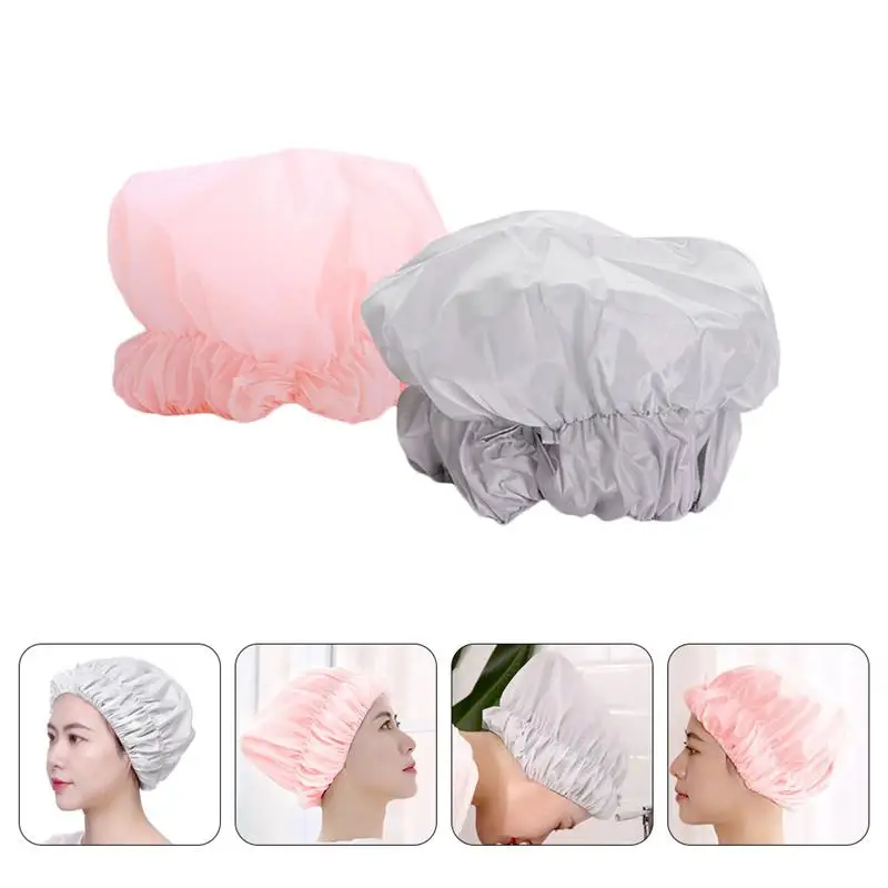 

2pcs Multifunctional Bathroom Bathing Cap Night Sleep Hat Hair Bonnet Shower Hat