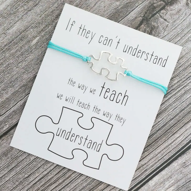 1 браслет с подвесками пазлами для женщин и мужчин подарок информирования об