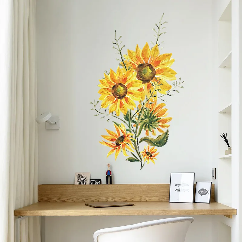 

Painted sunflower bedroom living room wall beautify decorative wall stickers