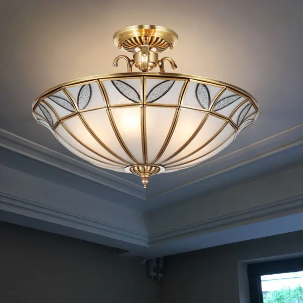 Потолочный светильник в европейском медном полупотолочном стиле лампа для