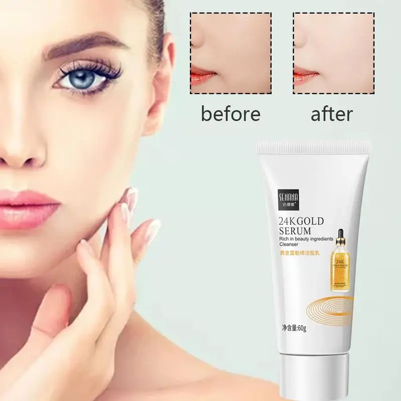 

24k gold essence nourishing foam moisturizing shrink pores anti-spot mild non-irritating deep cleansing cleanser 60g
