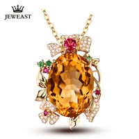 slfd natural citrine 18k pure gold pendant real au 750 solid gold upscale trendy classic party fine jewelry hot sell new 2020