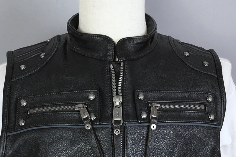 2020 Модный Профессиональный мотоциклетный Байкерский жилет из воловьей кожи