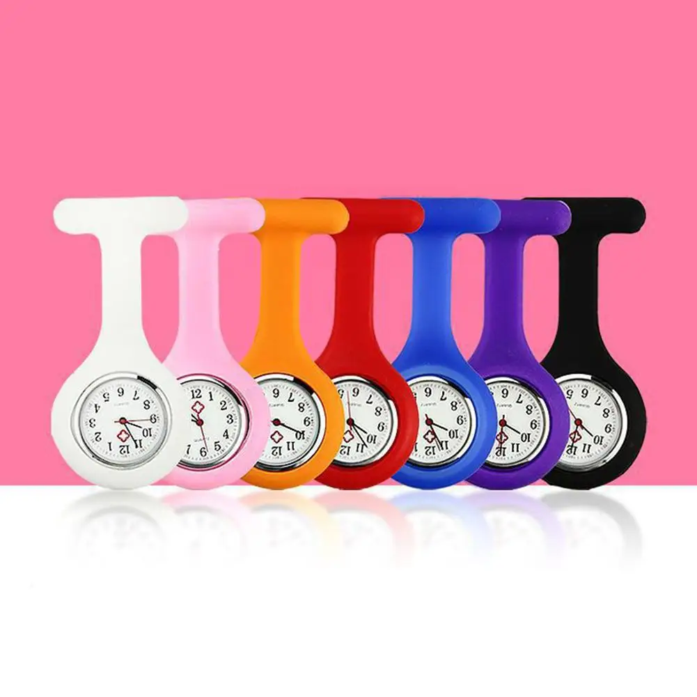 

New Solid Color Digital Brooch Medical Nurse Pocket Watch Gift Batteries Medical Quartz Watch Decor Accessory