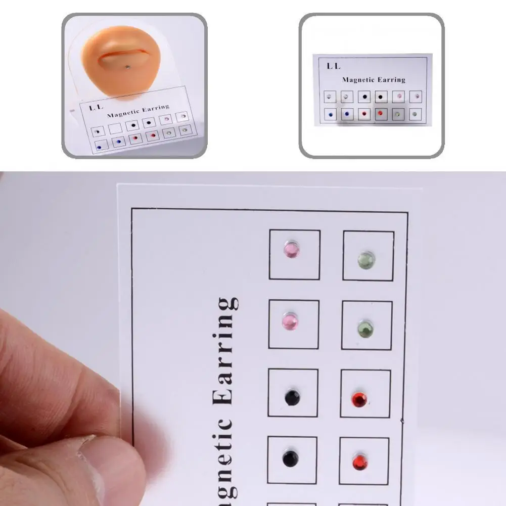 

No Inflammation Small Size Magnetic Rhinestone Fake Ear Stud for Women