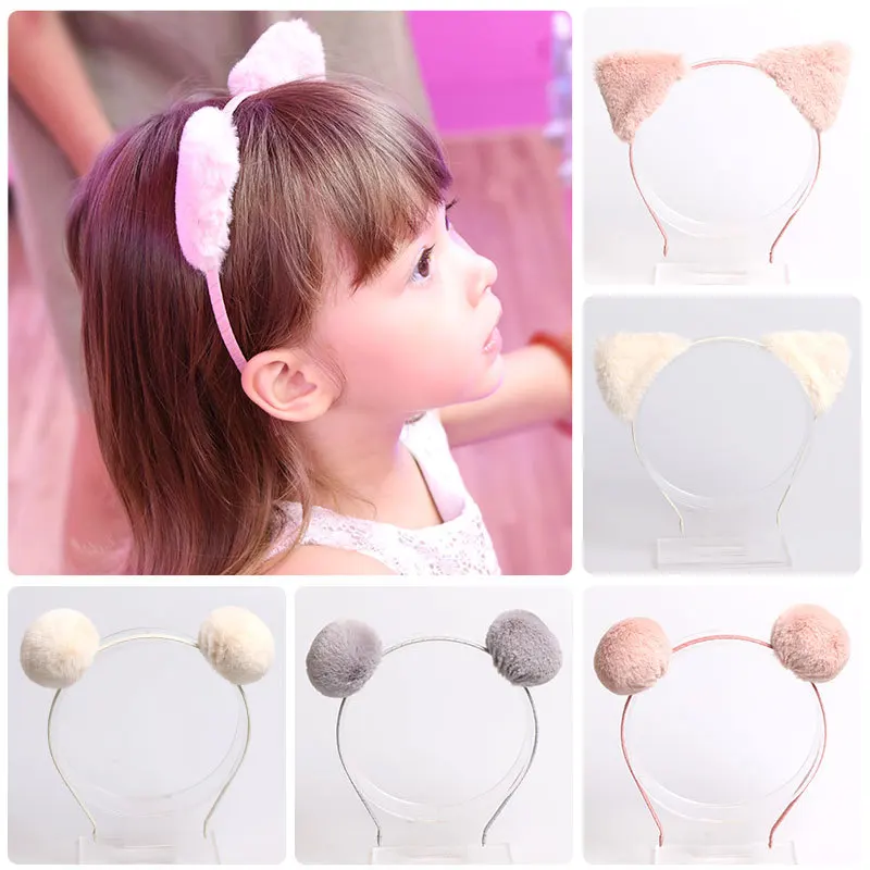 

Korea Winter Hair Accessories lovely Wool Pearl Diamond Flower Crown Headband Hair Band Hair Bow Princess 4
