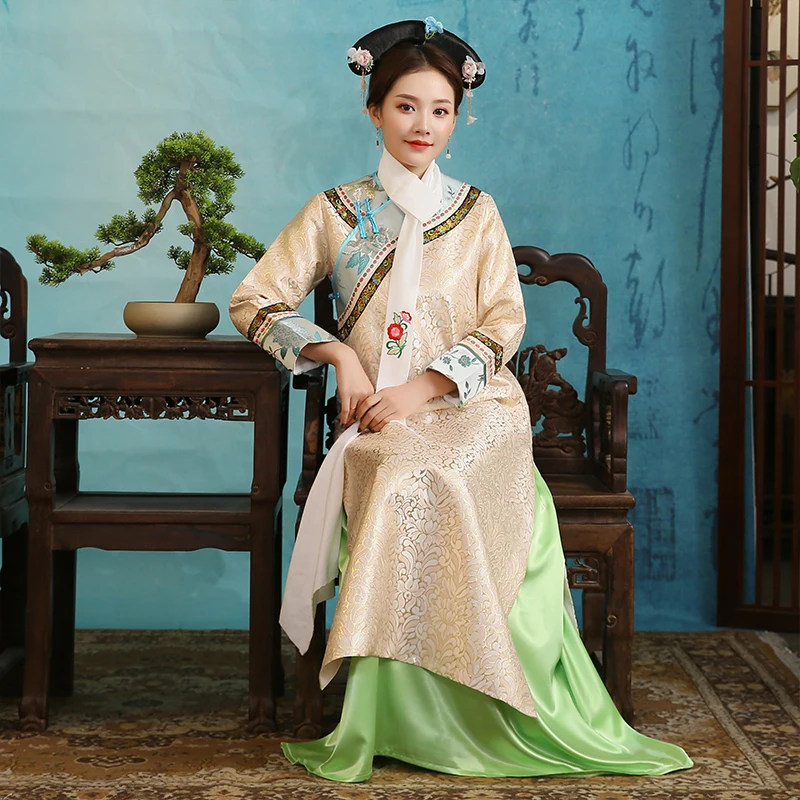Movie TV costumes Manchu traditional costume cheongsam palace princess Queen cosplay Chinese qipao |
